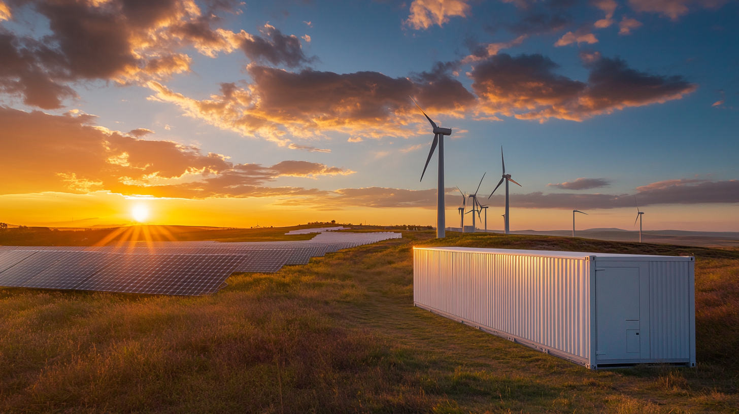 Renewable energy storage system with solar panels and wind turbines